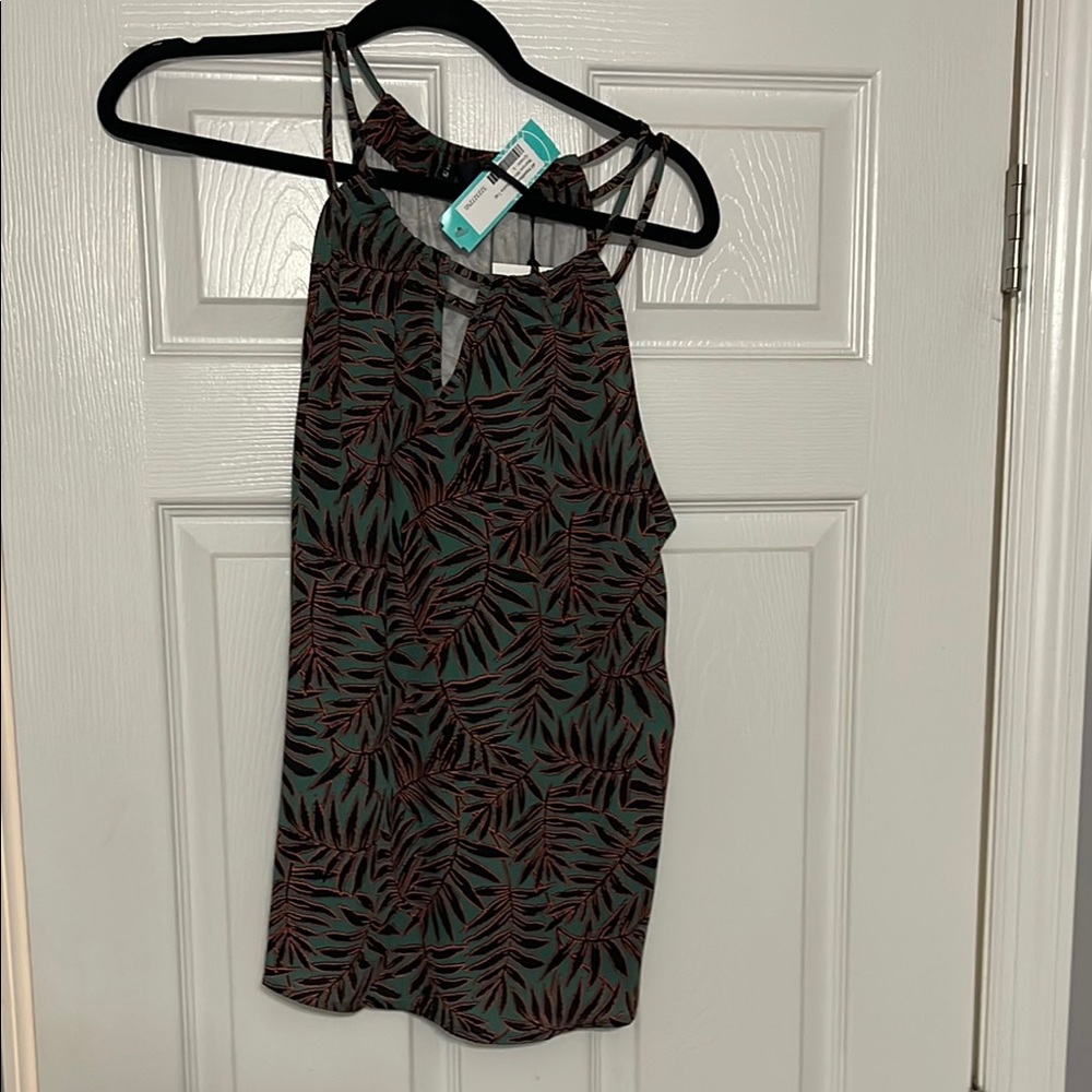 41 Hawthorne Size Large Leaf Print Halter Top Brand New With Tags